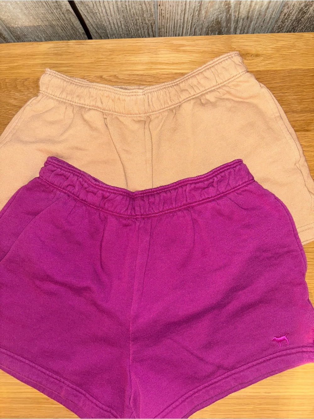 PINK Victoria's Secret Cotton Shorts Set in Magenta and Tan